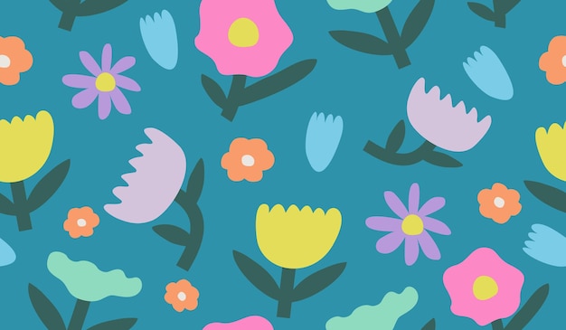Vector de diseño floral de patrones sin fisuras