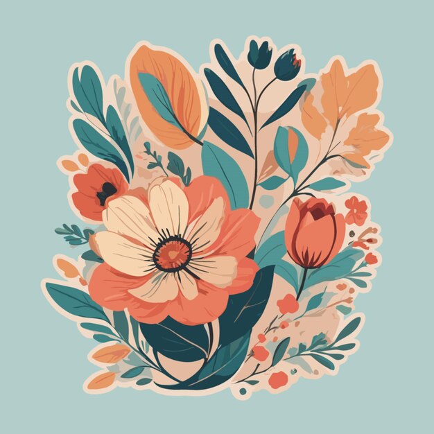 Vector de diseño floral sobre un fondo blanco