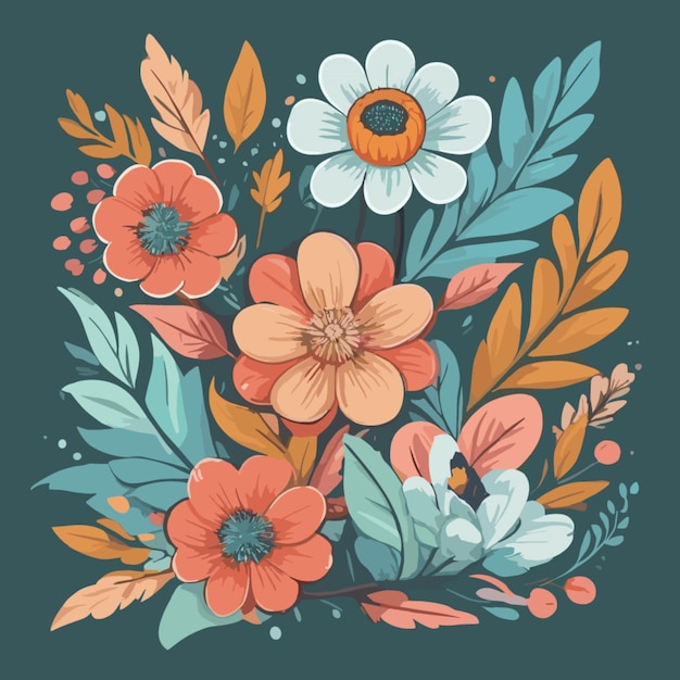 Vector de diseño floral sobre un fondo blanco