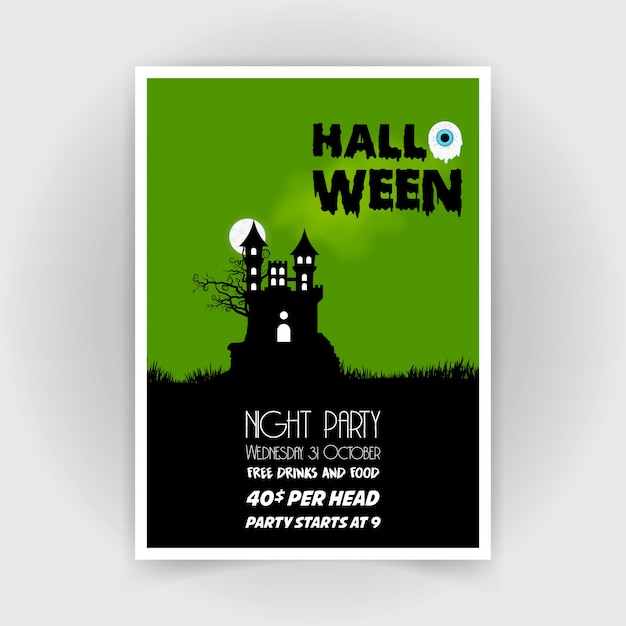 Vector vector de diseño de folleto de halloween feliz