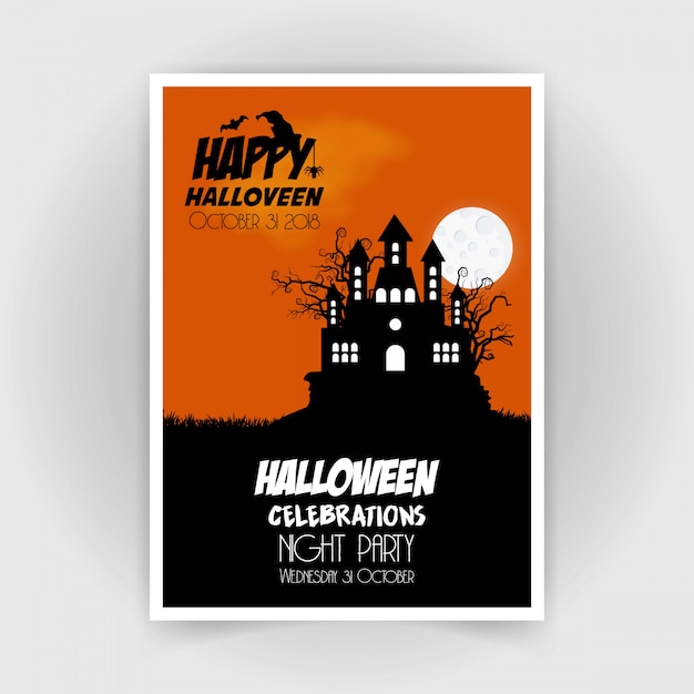 Vector de diseño de folleto de halloween feliz