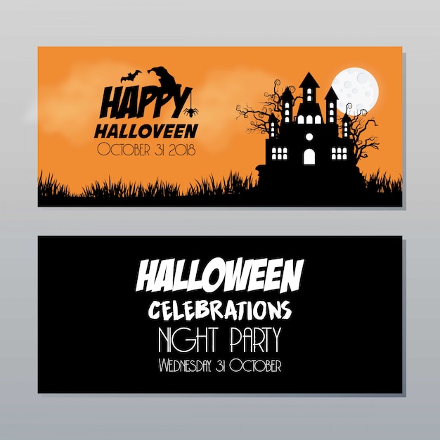 Vector de diseño de folleto de invitación de halloween feliz