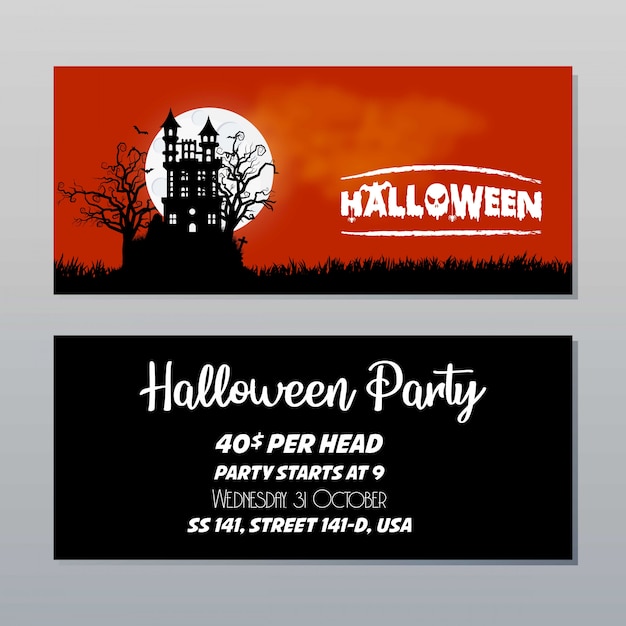 Vector de diseño de folleto de invitación de halloween feliz