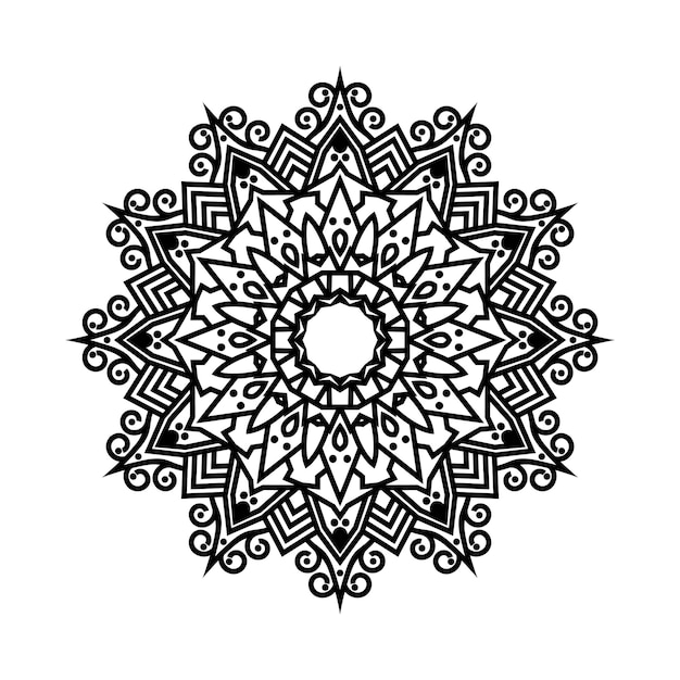 vector de diseño de fondo blanco y negro creativo para estilo artístico mandala de flor de loto dibujado a mano en lujo abstracto