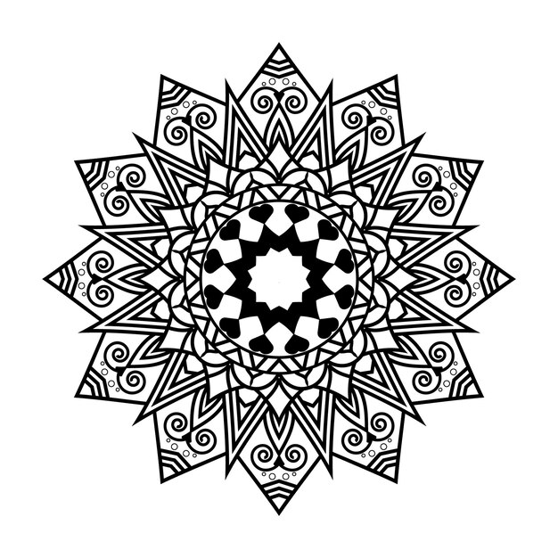 vector de diseño de fondo blanco y negro creativo para estilo artístico mandala de flor de loto en lujo abstracto