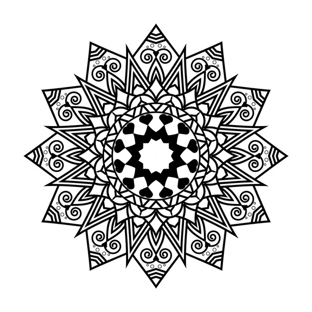 vector de diseño de fondo blanco y negro creativo para estilo artístico mandala de flor de loto en lujo abstracto