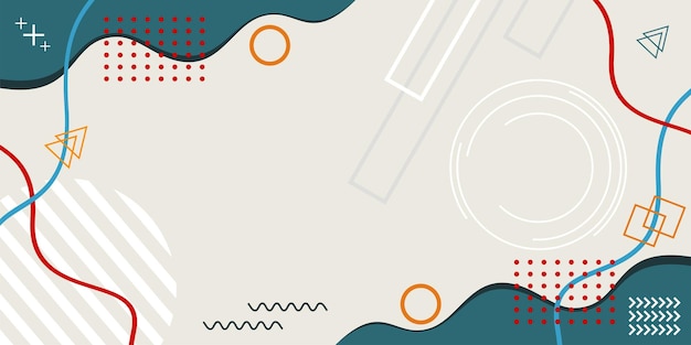 Vector de diseño de fondo de colores abstractos y formas geométricas completas de Memphis