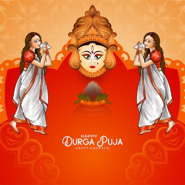 Vector de diseño de fondo del festival religioso feliz Navratri y Durga puja