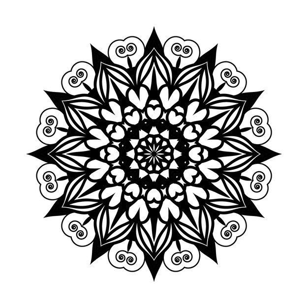 Vector de diseño de fondo de mandala colorido blanco y negro dibujado a mano de estilo de arte nuevo creativo abstracto