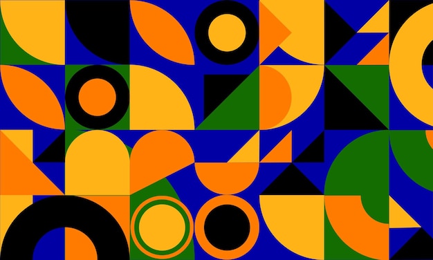 Vector de diseño de fondo de patrón de Bauhaus geométrico abstracto y colorido para banners web e impresiones