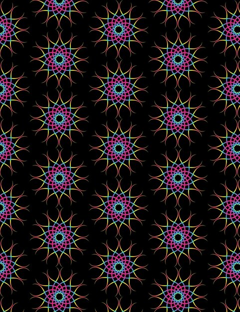 Vector de diseño de fondo de patrón de flor de forma geométrica colorida de nuevo estilo en color negro sólido