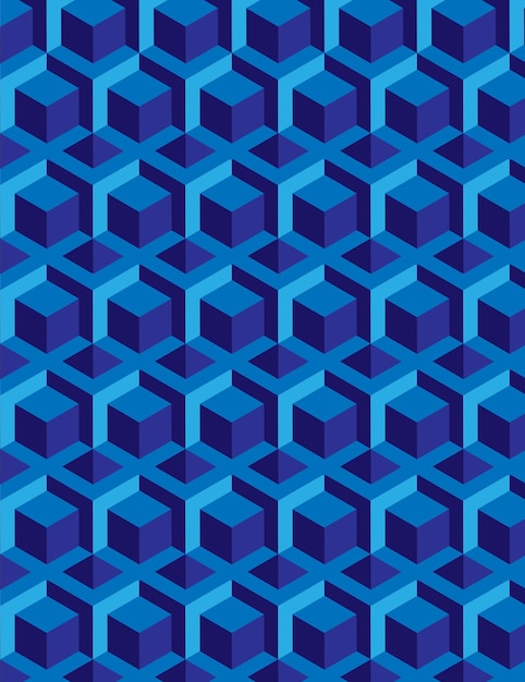 Vector de diseño de fondo de patrón de forma geométrica transparente cúbica 3d degradado azul