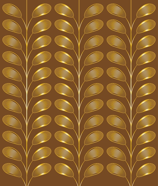 Vector vector de diseño de fondo con patrón de forma de hoja ornamental dorada