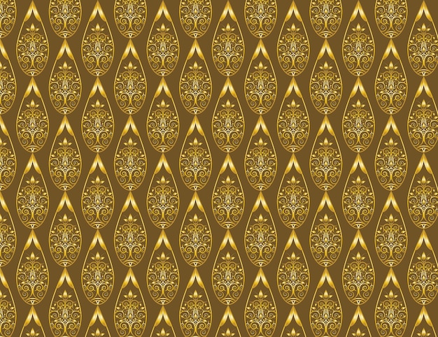 Vector de diseño de fondo con patrón de hoja ornamental dorada en color naranja de bronce
