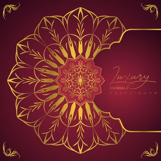 Vector de diseño de fondo de patrón de mandala de lujo ornamental con estilo oriental arabesco dorado