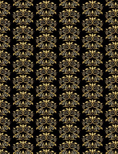 Vector de diseño de fondo de patrón de marco de ornamento floral dorado en color negro