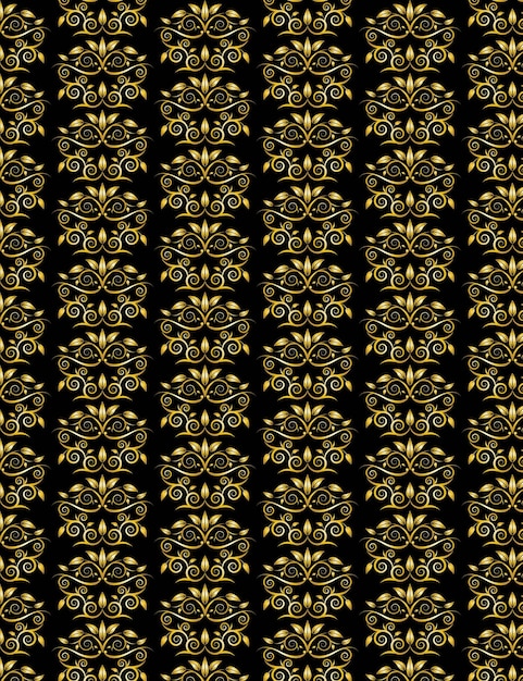 Vector de diseño de fondo de patrón de marco de ornamento floral dorado en color negro