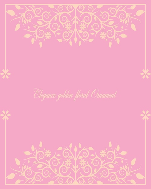 Vector de diseño de fondo de tarjeta de borde de marco de adorno floral hermoso sobre fondo de color rosa Taffy