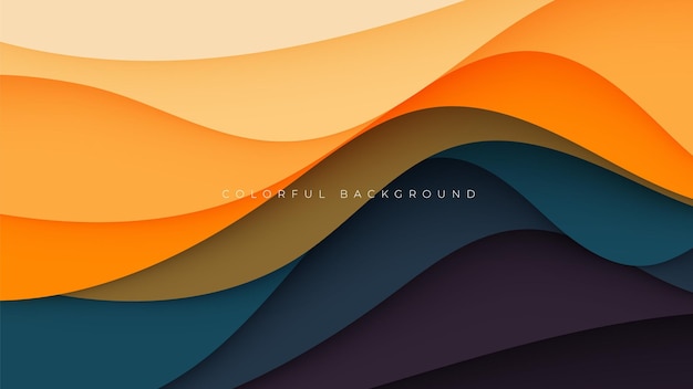 Vector de diseño de formas dinámicas de fondo de forma ondulada de colores abstractos