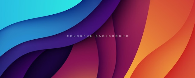 Vector de diseño de formas de gradiente de fondo con capas de corte de papel onduladas abstractas y coloridas