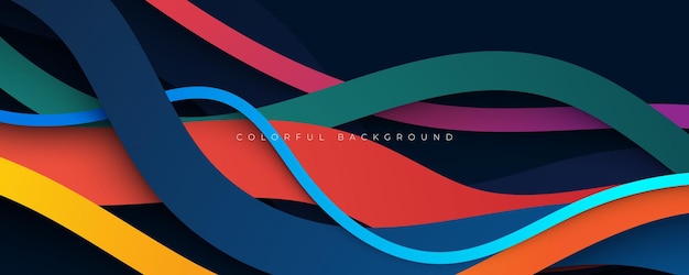 Vector de diseño de formas de gradiente de fondo de capas de líneas abstractas coloridas