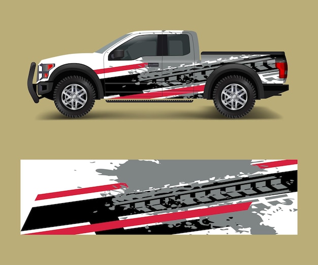 Vector de diseño gráfico de envoltura para camión todoterreno Fondo de carreras deportivo y de aventura abstracto Vector completo eps 10