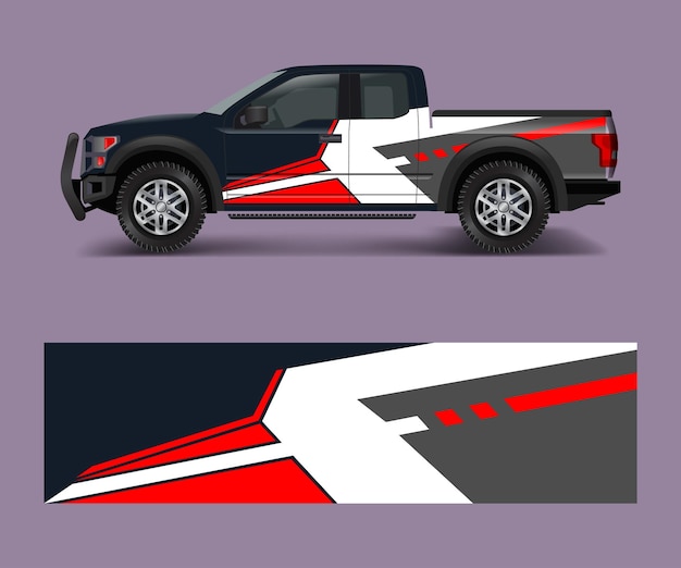 Vector de diseño gráfico de envoltura para camión todoterreno Fondo de carreras deportivo y de aventura abstracto Vector completo eps 10