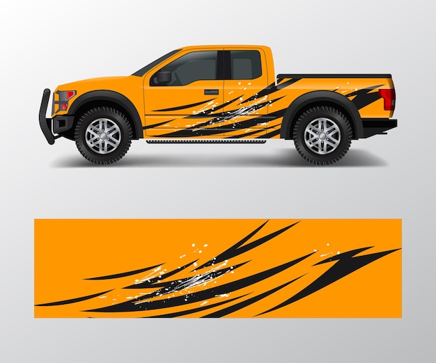 Vector de diseño gráfico de envoltura para camión todoterreno Fondo de carreras deportivo y de aventura abstracto Vector completo eps 10