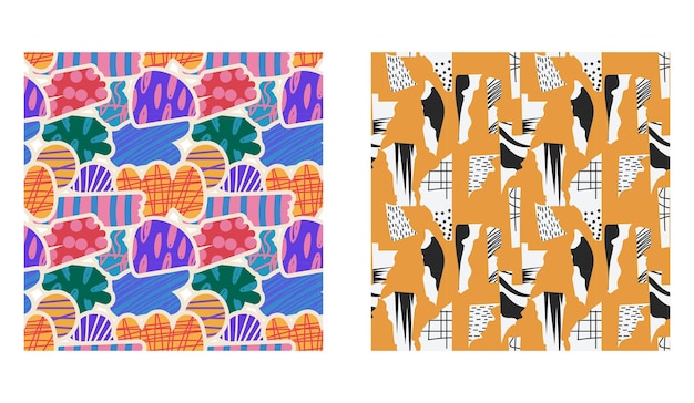 Vector de diseño gráfico de fondo de collage de patrones abstractos