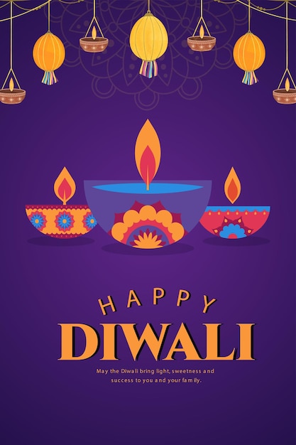 Vector de diseño de Happy Diwali Post