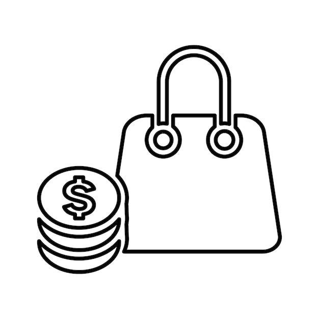 Vector de diseño de icono de línea de moneda de monedas de compras de ingresos