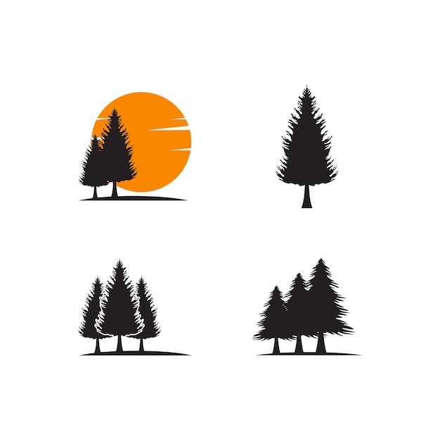 vector de diseño de icono de logotipo de árbol de pino