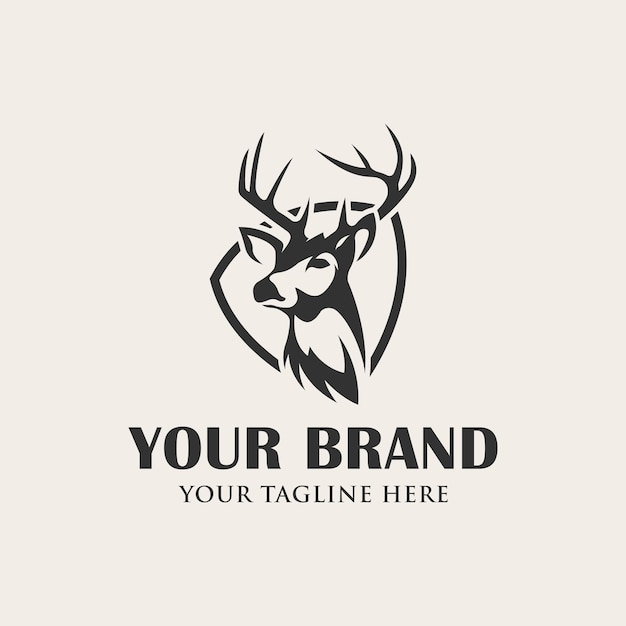 Vector de diseño de icono de logotipo de cabeza de ciervo