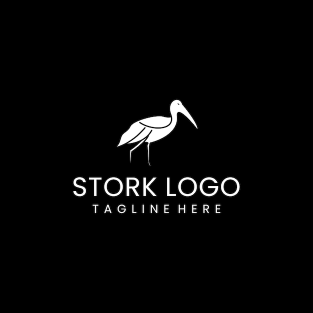 Vector de diseño de icono de logotipo de cigüeña