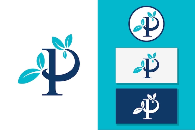 Vector de diseño de icono de logotipo de letra de hoja P