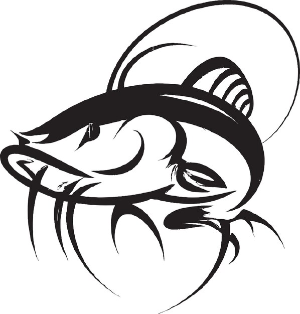Vector de diseño de icono de pescado con burbujas y algas