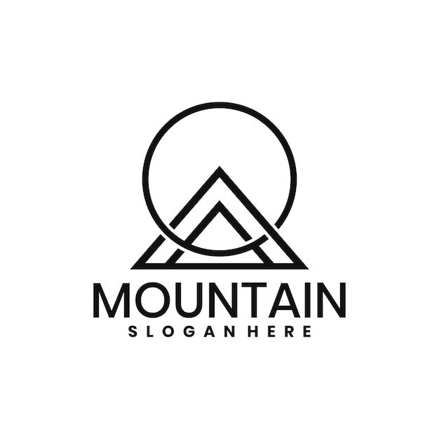 Vector de diseño de iconos del logotipo de la línea de montaña