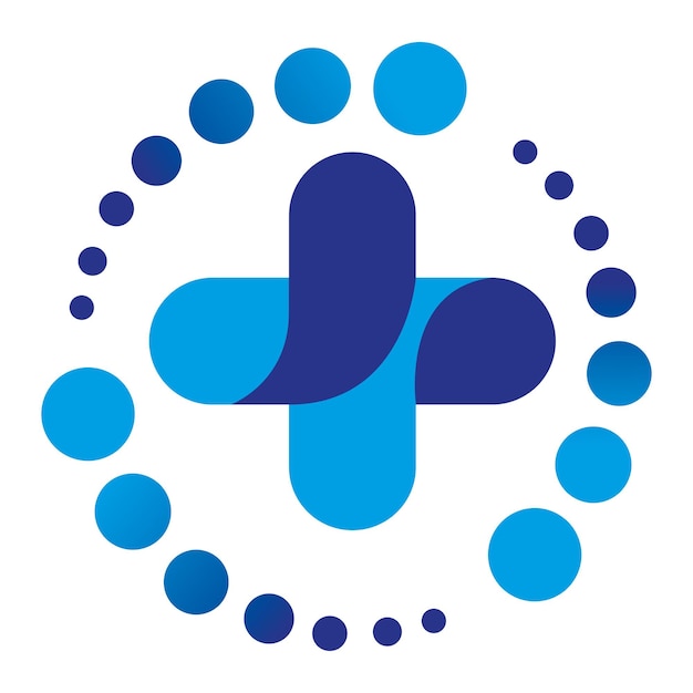 Vector de diseño de iconos de logotipo médico de cruz más rojo y azul cielo
