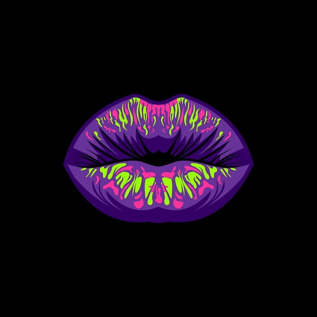 Vector de diseño de ilustración de labios de luz colorida