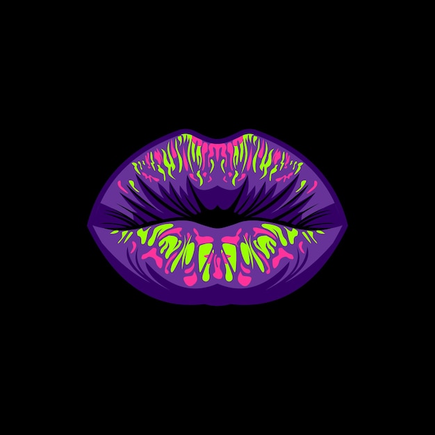 Vector de diseño de ilustración de labios de luz colorida