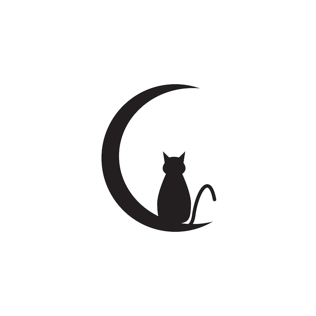 Vector de diseño de ilustración de logotipo de gato sentado