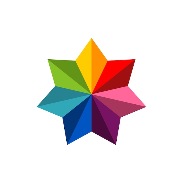 Vector de diseño de ilustración de plantilla de logotipo colorido de siete estrellas EPS 10