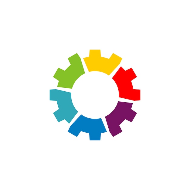 Vector de diseño de ilustración de plantilla de logotipo de engranaje colorido EPS 10