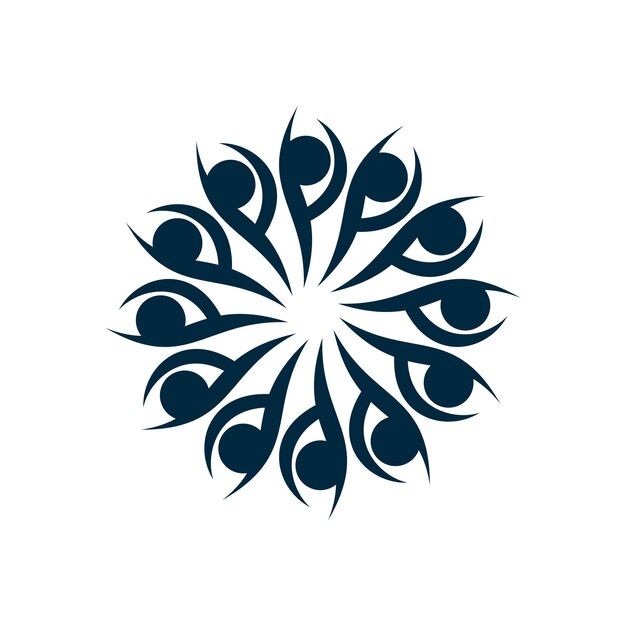 Vector de diseño de ilustración de plantilla de logotipo de flor de círculo azul abstracto EPS 10