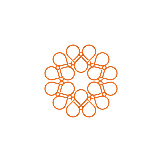 Vector de diseño de ilustración de plantilla de logotipo de flor ornamental naranja EPS 10