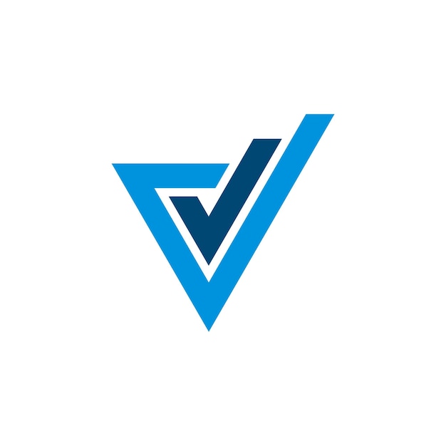 Vector de diseño de ilustración de plantilla de logotipo de triángulo de marca de verificación azul EPS 10