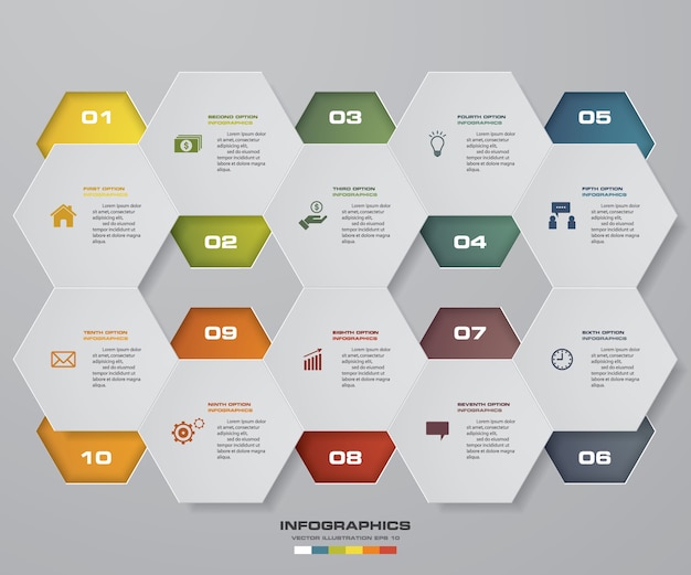 Vector de diseño de infografía con 10 opciones.