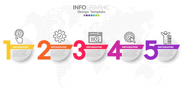 Vector vector de diseño de infografía cinco pasos timeline