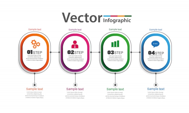 Vector de diseño de infografías con 4 opciones, pasos o procesos