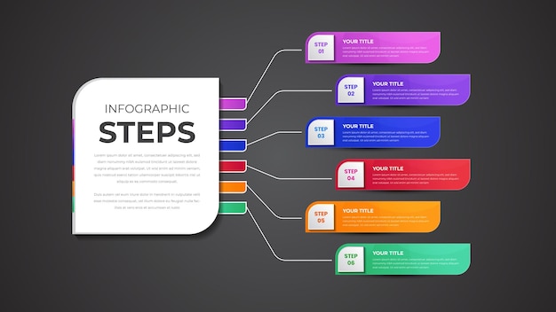 Vector vector de diseño de infografías de línea de tiempo y marketing concepto de negocio con 6 pasos o procesos de opciones